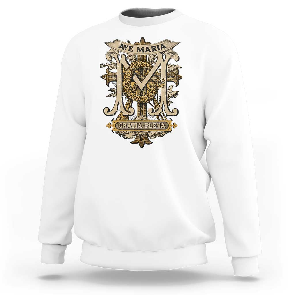 Ave Maria Sweatshirt Gratia Plena Blessed Mother Mary Hail - Wonder Print Shop