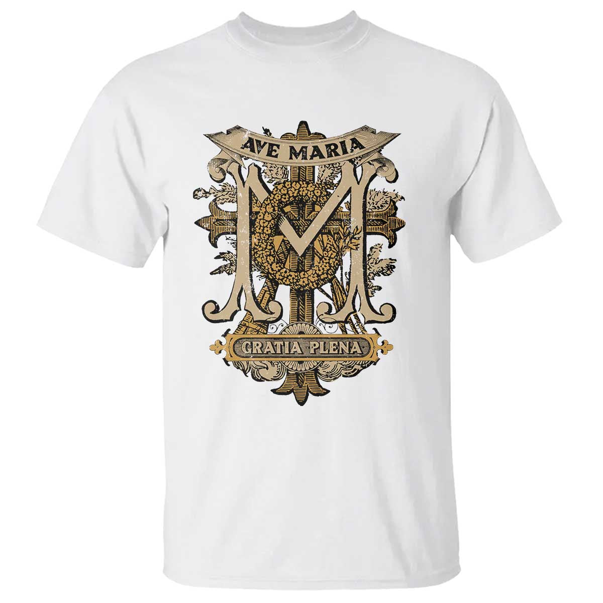Ave Maria T Shirt Gratia Plena Blessed Mother Mary Hail - Wonder Print Shop