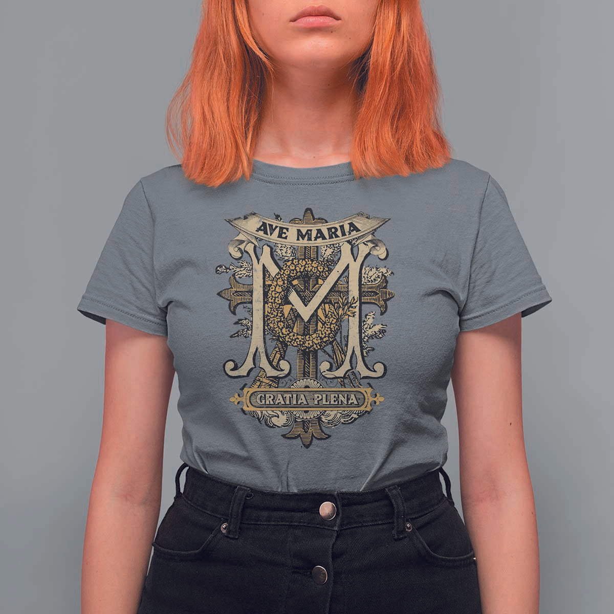 Ave Maria T Shirt For Women Gratia Plena Blessed Mother Mary Hail - Wonder Print Shop