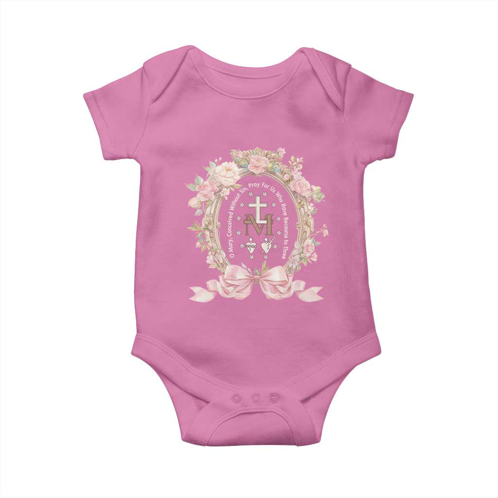 Ave Maria Baby Onesie Miraculous Medal Blessed Mother Mary Hail