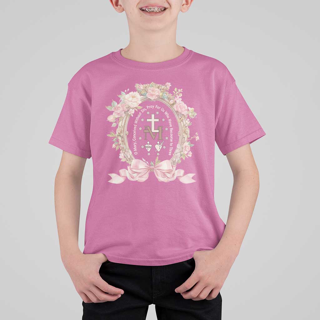 Ave Maria T Shirt For Kid Miraculous Medal Blessed Mother Mary Hail - Wonder Print Shop