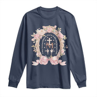 Ave Maria Long Sleeve Shirt Miraculous Medal Blessed Mother Mary Hail