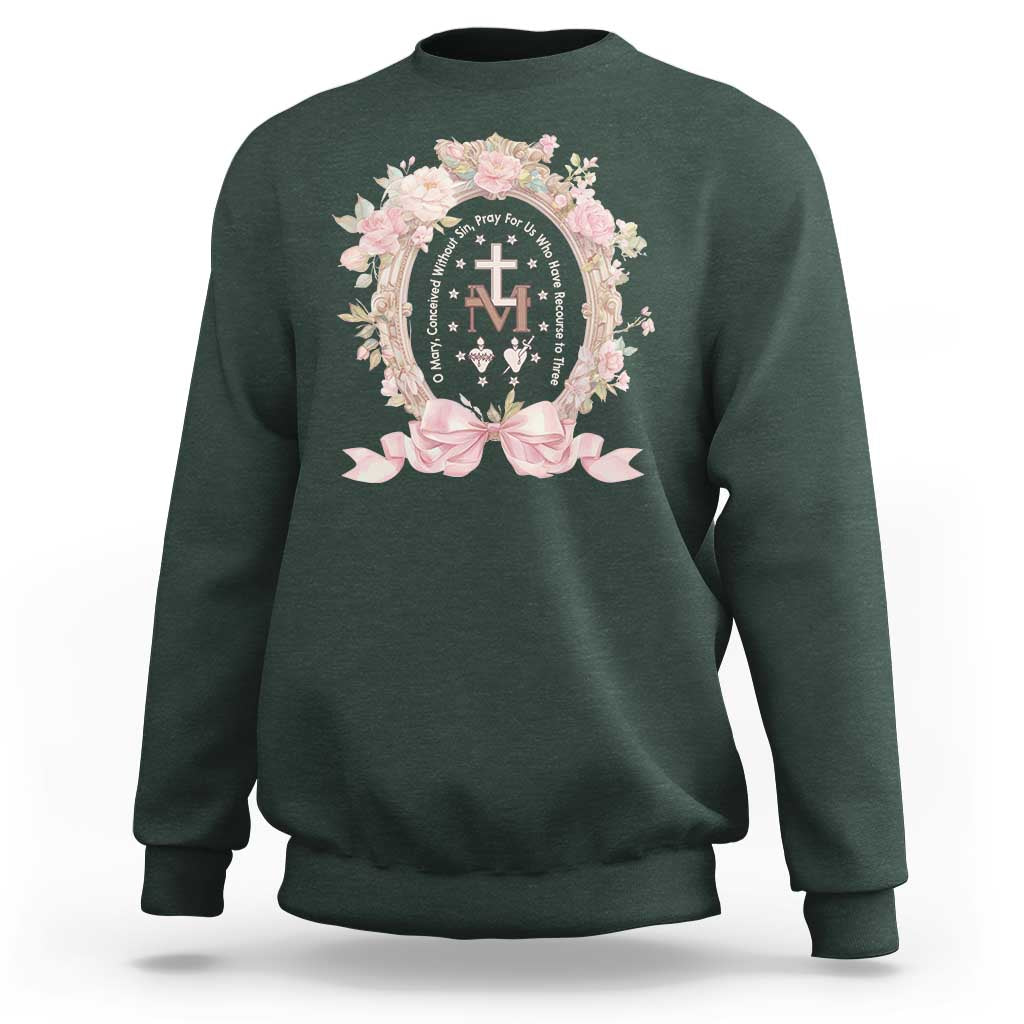 Ave Maria Sweatshirt Miraculous Medal Blessed Mother Mary Hail - Wonder Print Shop