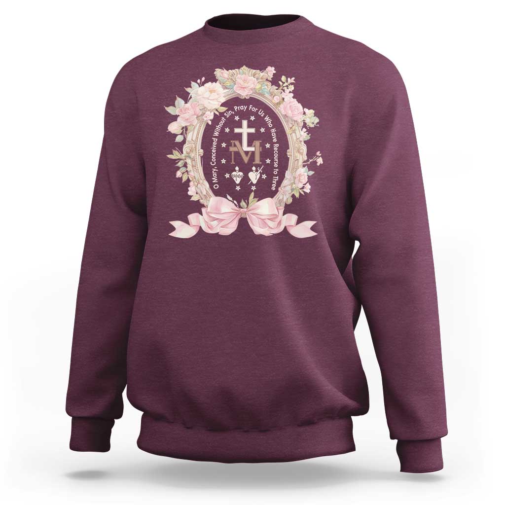 Ave Maria Sweatshirt Miraculous Medal Blessed Mother Mary Hail - Wonder Print Shop