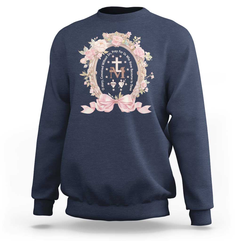 Ave Maria Sweatshirt Miraculous Medal Blessed Mother Mary Hail - Wonder Print Shop