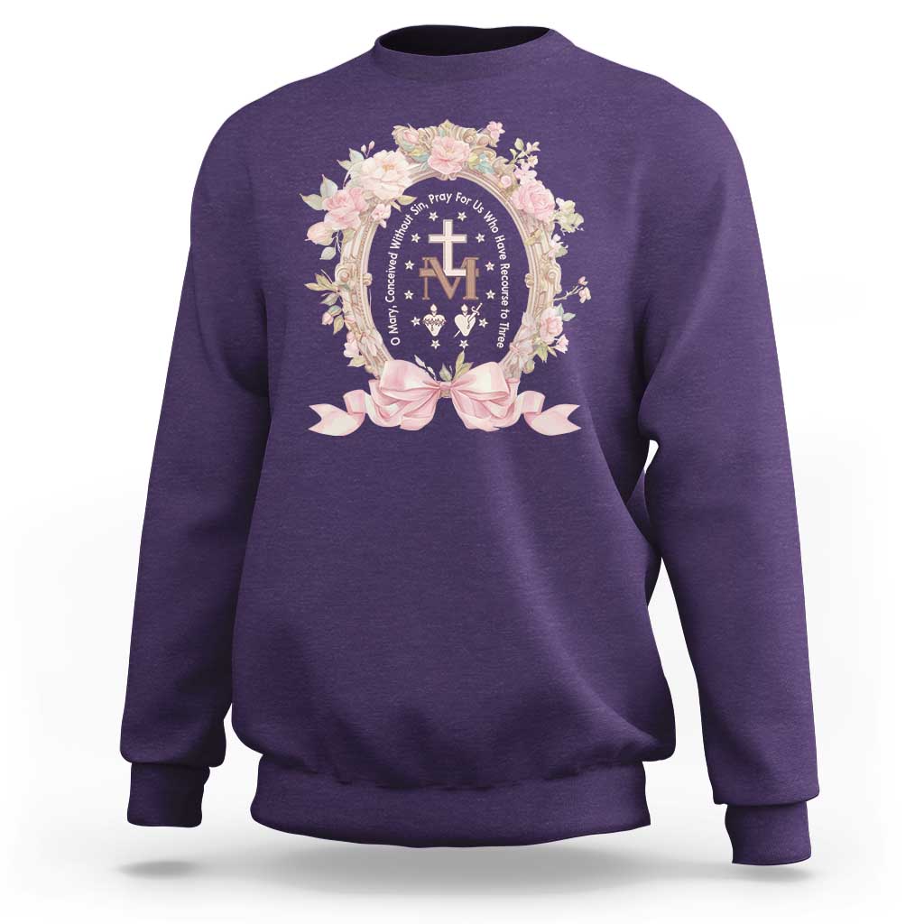 Ave Maria Sweatshirt Miraculous Medal Blessed Mother Mary Hail - Wonder Print Shop