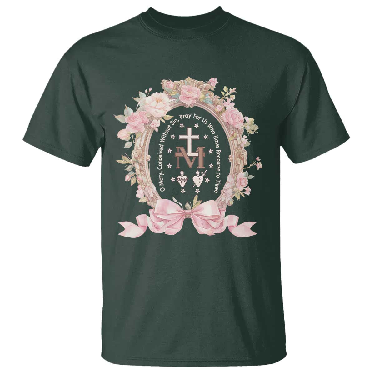 Ave Maria T Shirt Miraculous Medal Blessed Mother Mary Hail - Wonder Print Shop