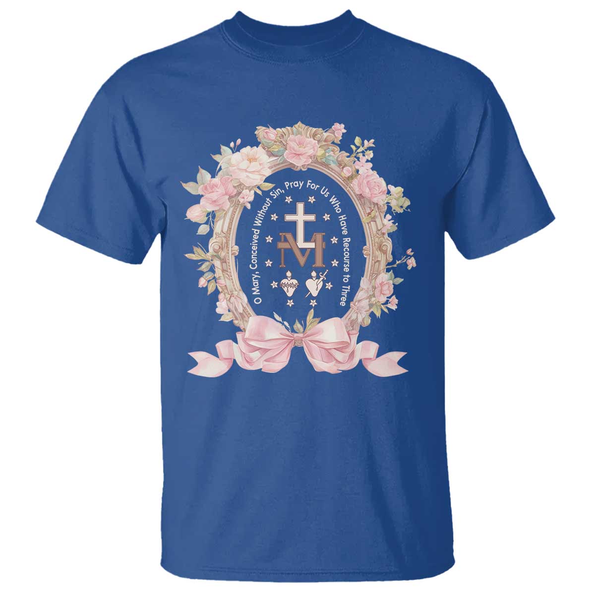 Ave Maria T Shirt Miraculous Medal Blessed Mother Mary Hail - Wonder Print Shop