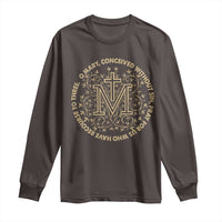 Marian Catholic Ave Maria Long Sleeve Shirt Miraculous Medal Blessed Mother Mary Hail