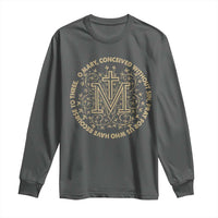 Marian Catholic Ave Maria Long Sleeve Shirt Miraculous Medal Blessed Mother Mary Hail