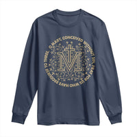Marian Catholic Ave Maria Long Sleeve Shirt Miraculous Medal Blessed Mother Mary Hail