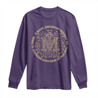 Marian Catholic Ave Maria Long Sleeve Shirt Miraculous Medal Blessed Mother Mary Hail