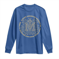 Marian Catholic Ave Maria Long Sleeve Shirt Miraculous Medal Blessed Mother Mary Hail