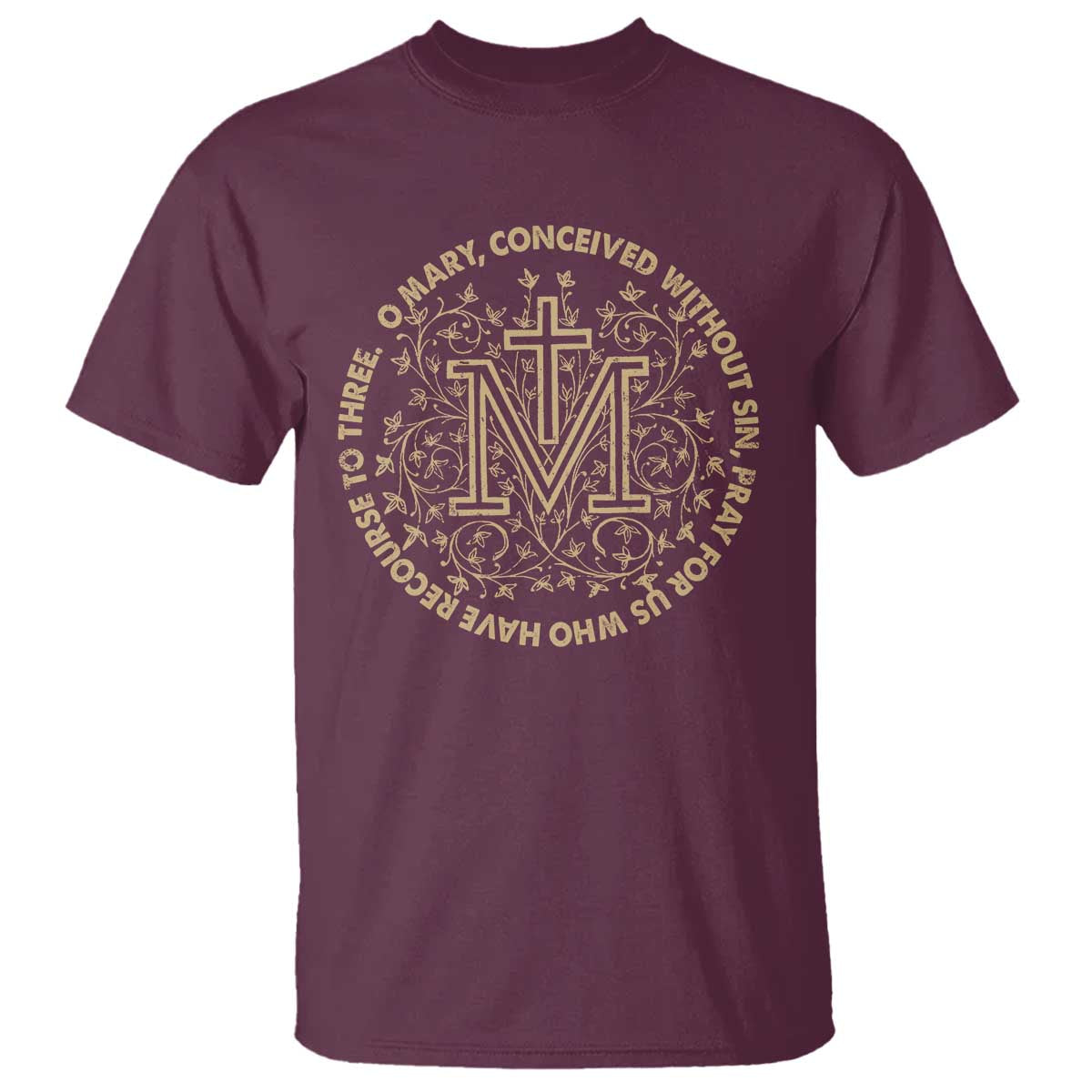 Marian Catholic Ave Maria T Shirt Miraculous Medal Blessed Mother Mary Hail - Wonder Print Shop