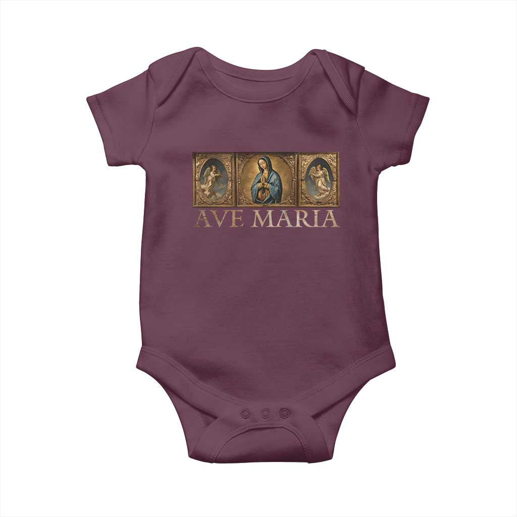 Marian Catholic Ave Maria Baby Onesie Vintage Aesthetic Blessed Mother Mary Hail