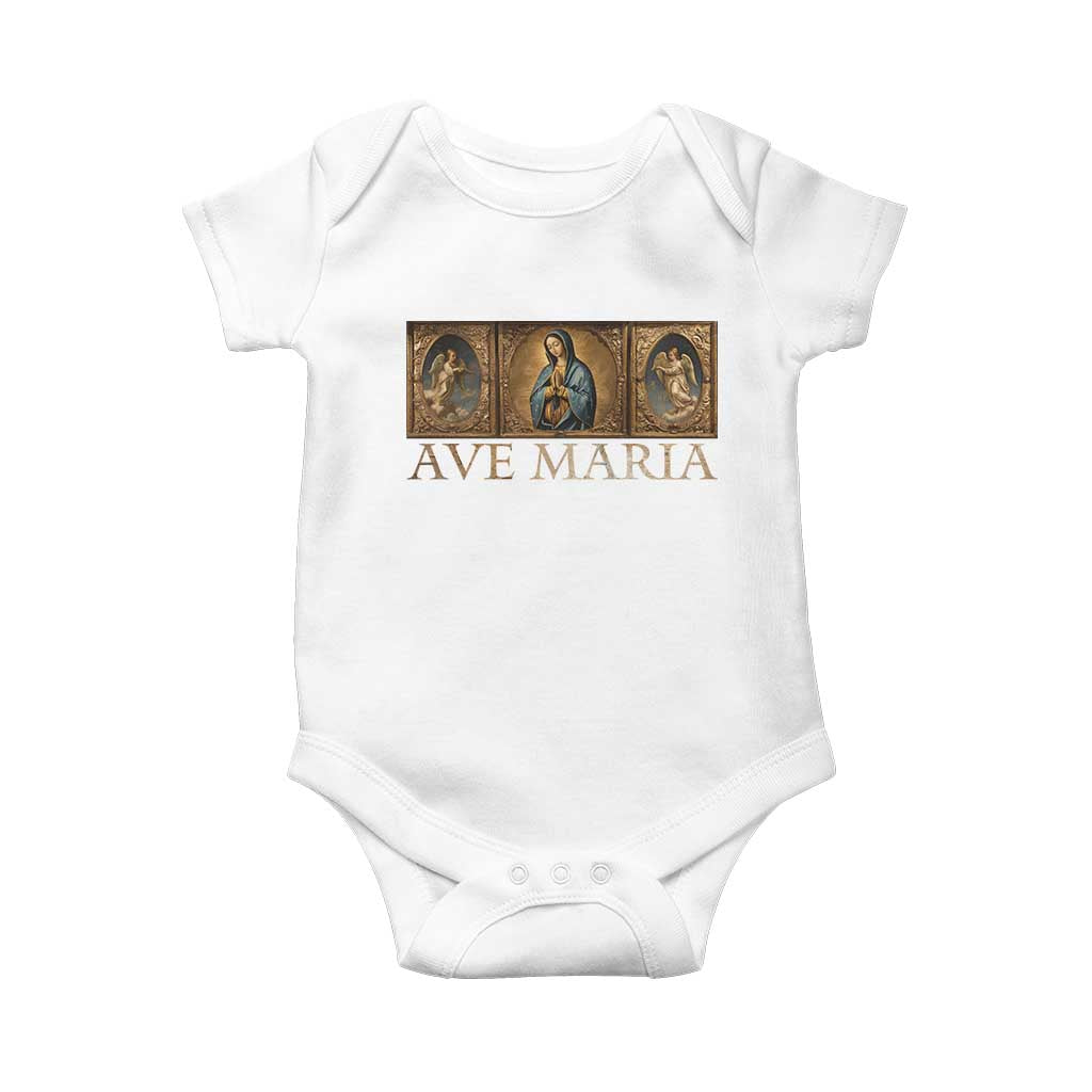 Marian Catholic Ave Maria Baby Onesie Vintage Aesthetic Blessed Mother Mary Hail