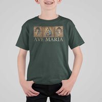 Marian Catholic Ave Maria T Shirt For Kid Vintage Aesthetic Blessed Mother Mary Hail - Wonder Print Shop