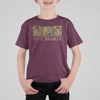 Marian Catholic Ave Maria T Shirt For Kid Vintage Aesthetic Blessed Mother Mary Hail - Wonder Print Shop