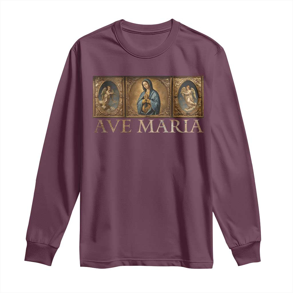 Marian Catholic Ave Maria Long Sleeve Shirt Vintage Aesthetic Blessed Mother Mary Hail
