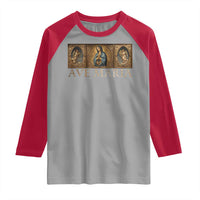 Marian Catholic Ave Maria Raglan Shirt Vintage Aesthetic Blessed Mother Mary Hail