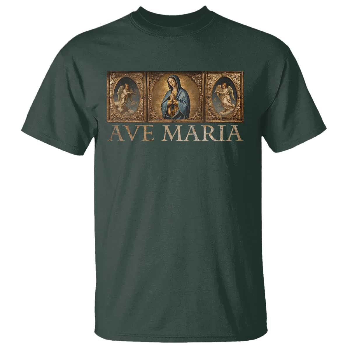 Marian Catholic Ave Maria T Shirt Vintage Aesthetic Blessed Mother Mary Hail - Wonder Print Shop