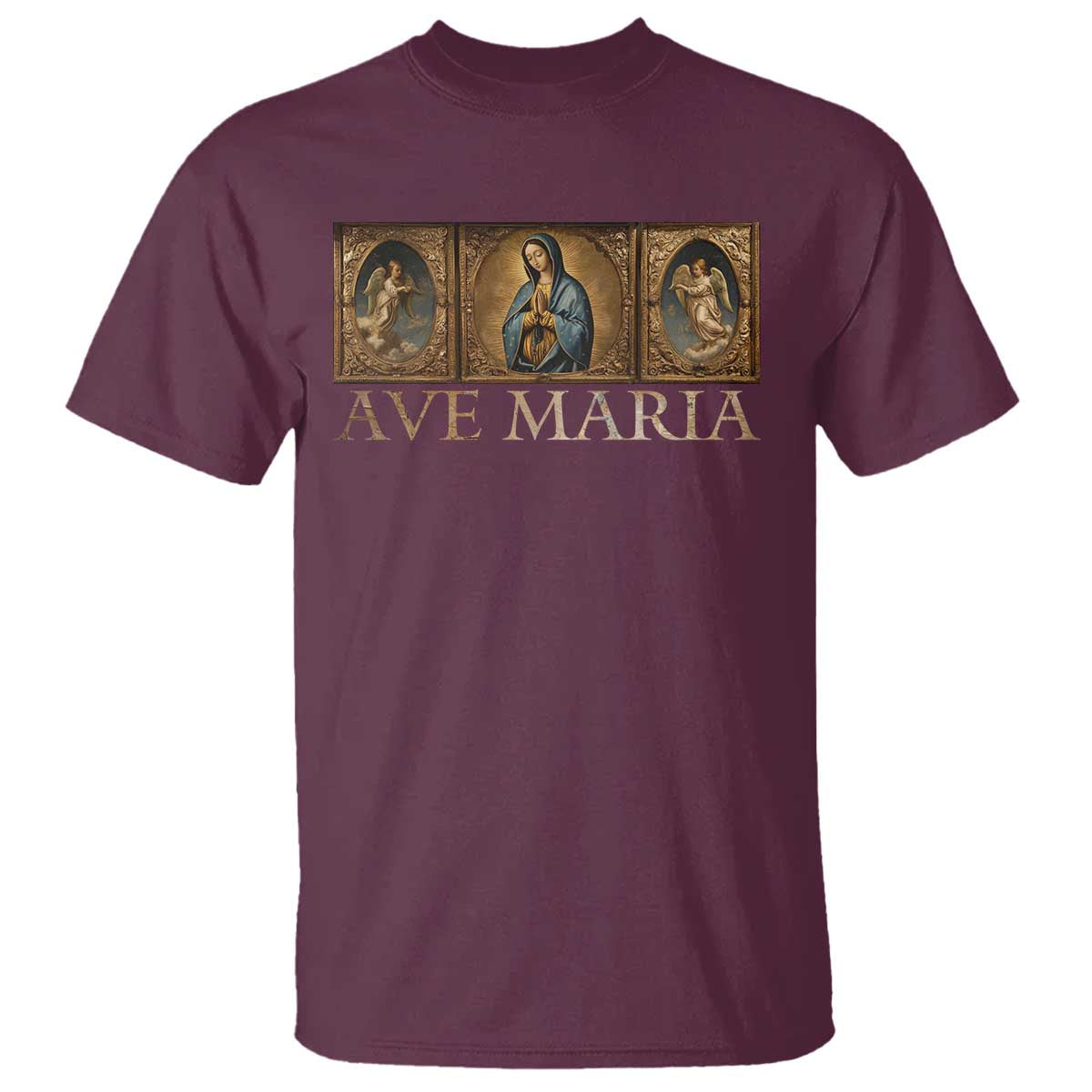 Marian Catholic Ave Maria T Shirt Vintage Aesthetic Blessed Mother Mary Hail - Wonder Print Shop