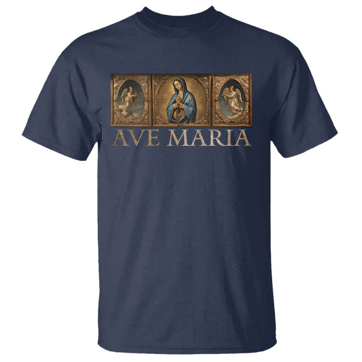 Marian Catholic Ave Maria T Shirt Vintage Aesthetic Blessed Mother Mary Hail - Wonder Print Shop