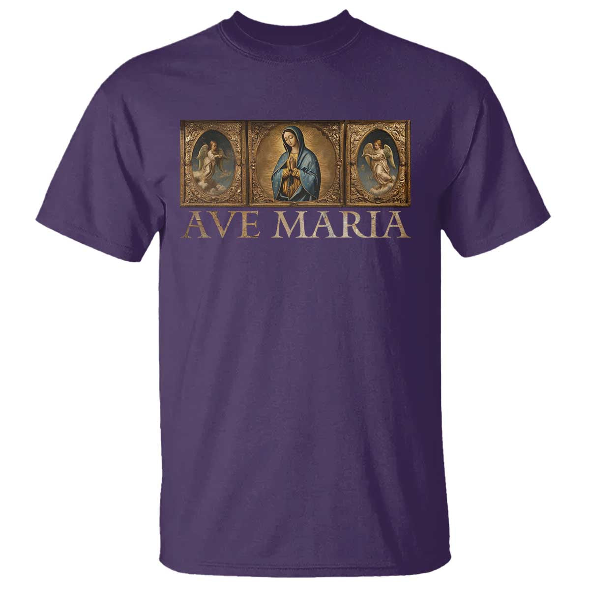 Marian Catholic Ave Maria T Shirt Vintage Aesthetic Blessed Mother Mary Hail - Wonder Print Shop