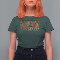 Marian Catholic Ave Maria T Shirt For Women Vintage Aesthetic Blessed Mother Mary Hail - Wonder Print Shop