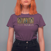 Marian Catholic Ave Maria T Shirt For Women Vintage Aesthetic Blessed Mother Mary Hail - Wonder Print Shop
