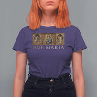 Marian Catholic Ave Maria T Shirt For Women Vintage Aesthetic Blessed Mother Mary Hail - Wonder Print Shop