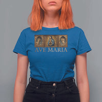 Marian Catholic Ave Maria T Shirt For Women Vintage Aesthetic Blessed Mother Mary Hail - Wonder Print Shop