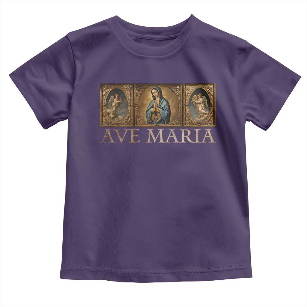 Marian Catholic Ave Maria Toddler T Shirt Vintage Aesthetic Blessed Mother Mary Hail