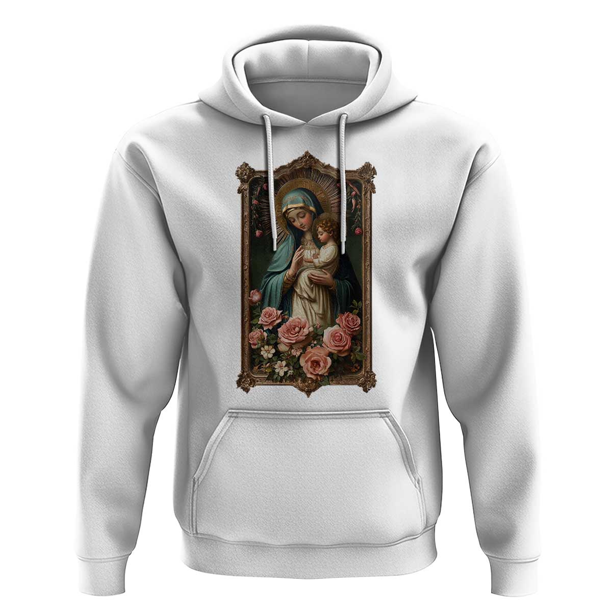 Marian Catholic Ave Maria Hoodie Blessed Mother Mary Hail Vintage Aesthetic