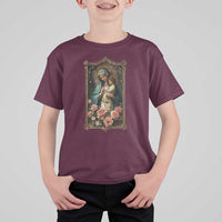 Marian Catholic Ave Maria T Shirt For Kid Blessed Mother Mary Hail Vintage Aesthetic - Wonder Print Shop
