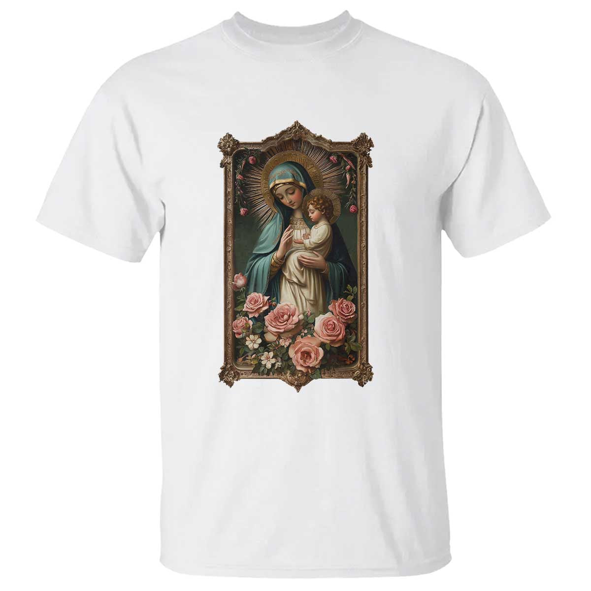 Marian Catholic Ave Maria T Shirt Blessed Mother Mary Hail Vintage Aesthetic - Wonder Print Shop