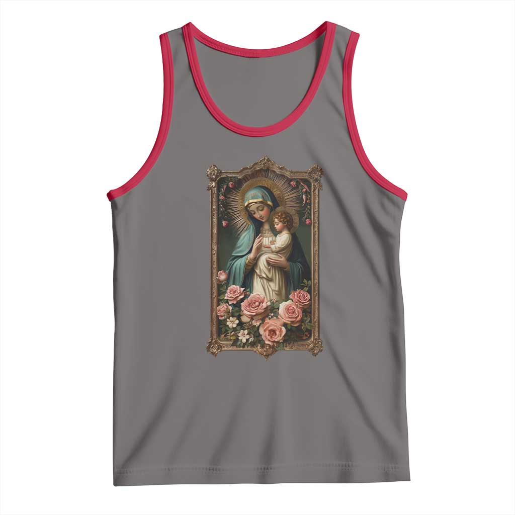 Marian Catholic Ave Maria Tank Top Blessed Mother Mary Hail Vintage Aesthetic
