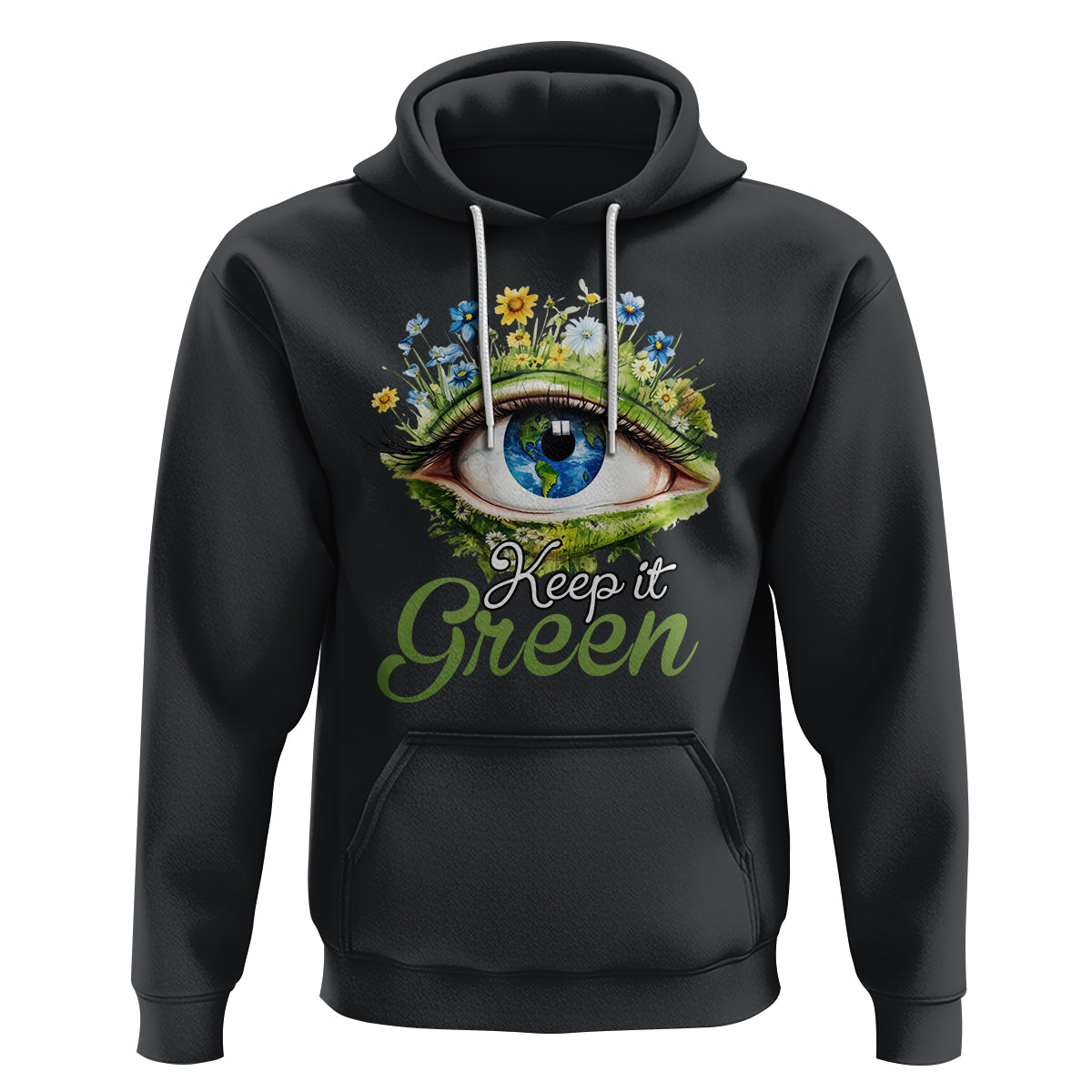 Earth Day Keep It Green Aesthetic Eye Hoodie - Wonder Print Shop