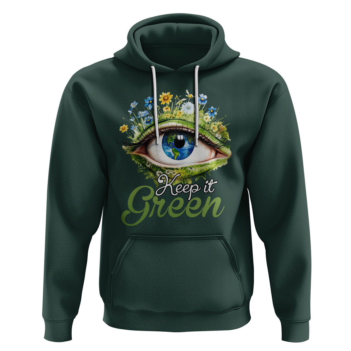 Earth Day Keep It Green Aesthetic Eye Hoodie - Wonder Print Shop
