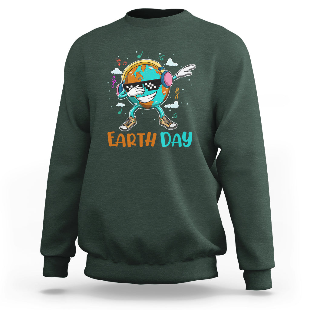 Earth Day Funny Cool Dabbing Planet Kids Boys Sweatshirt - Wonder Print Shop