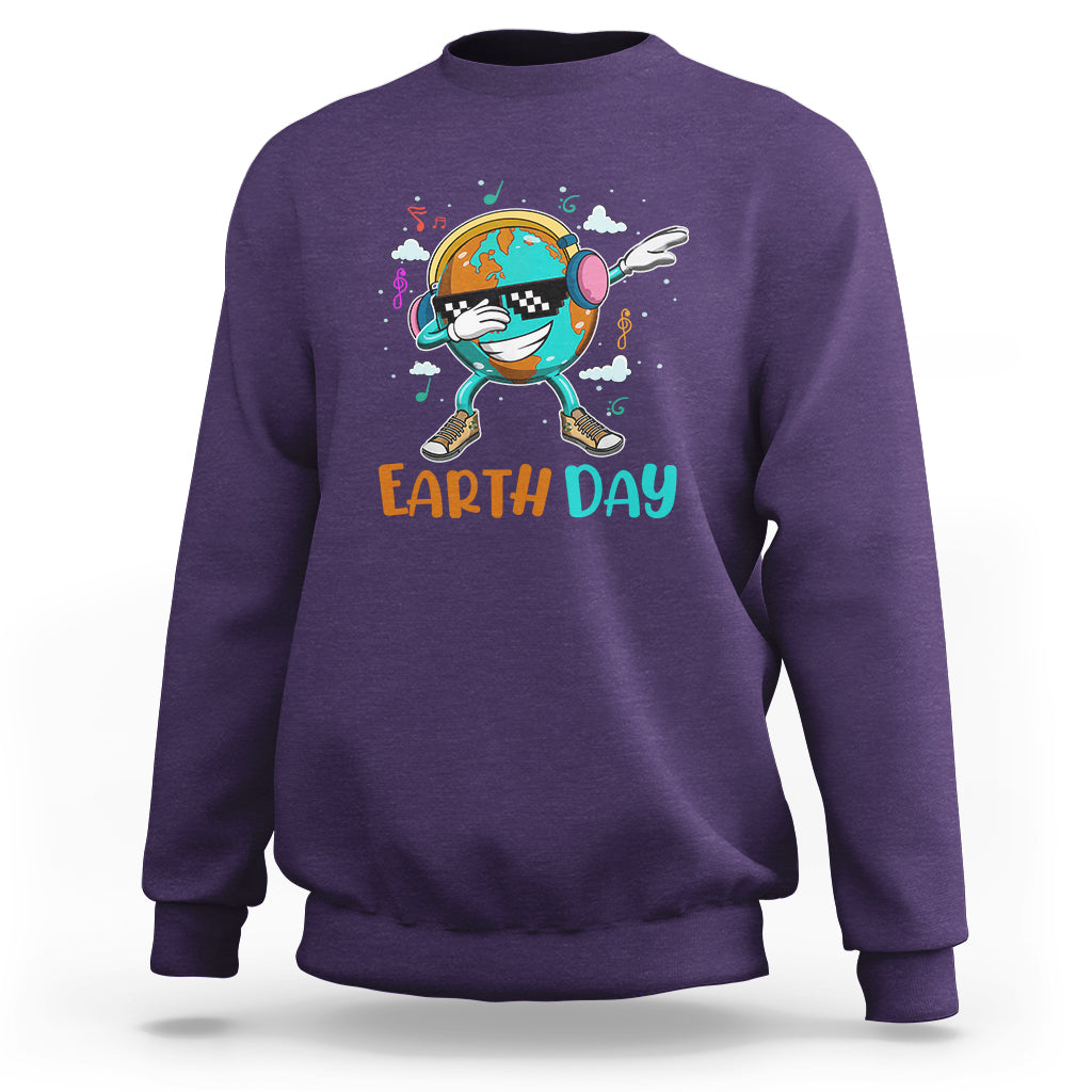 Earth Day Funny Cool Dabbing Planet Kids Boys Sweatshirt - Wonder Print Shop