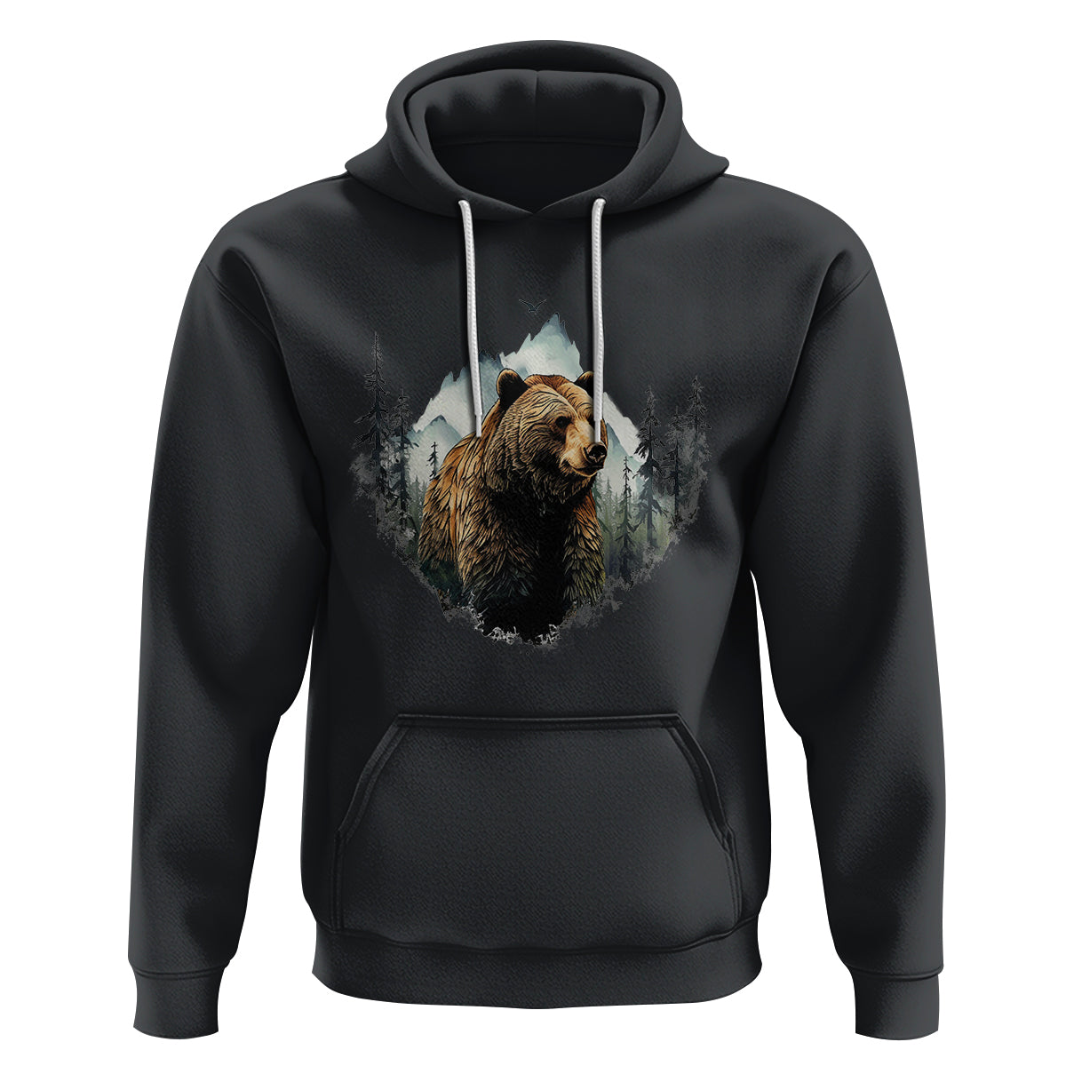 Nature Lover Hoodie Bear Wildlife Outdoor Mountains Forest Earth Day - Wonder Print Shop