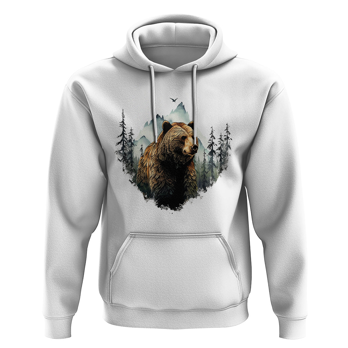 Nature Lover Hoodie Bear Wildlife Outdoor Mountains Forest Earth Day - Wonder Print Shop