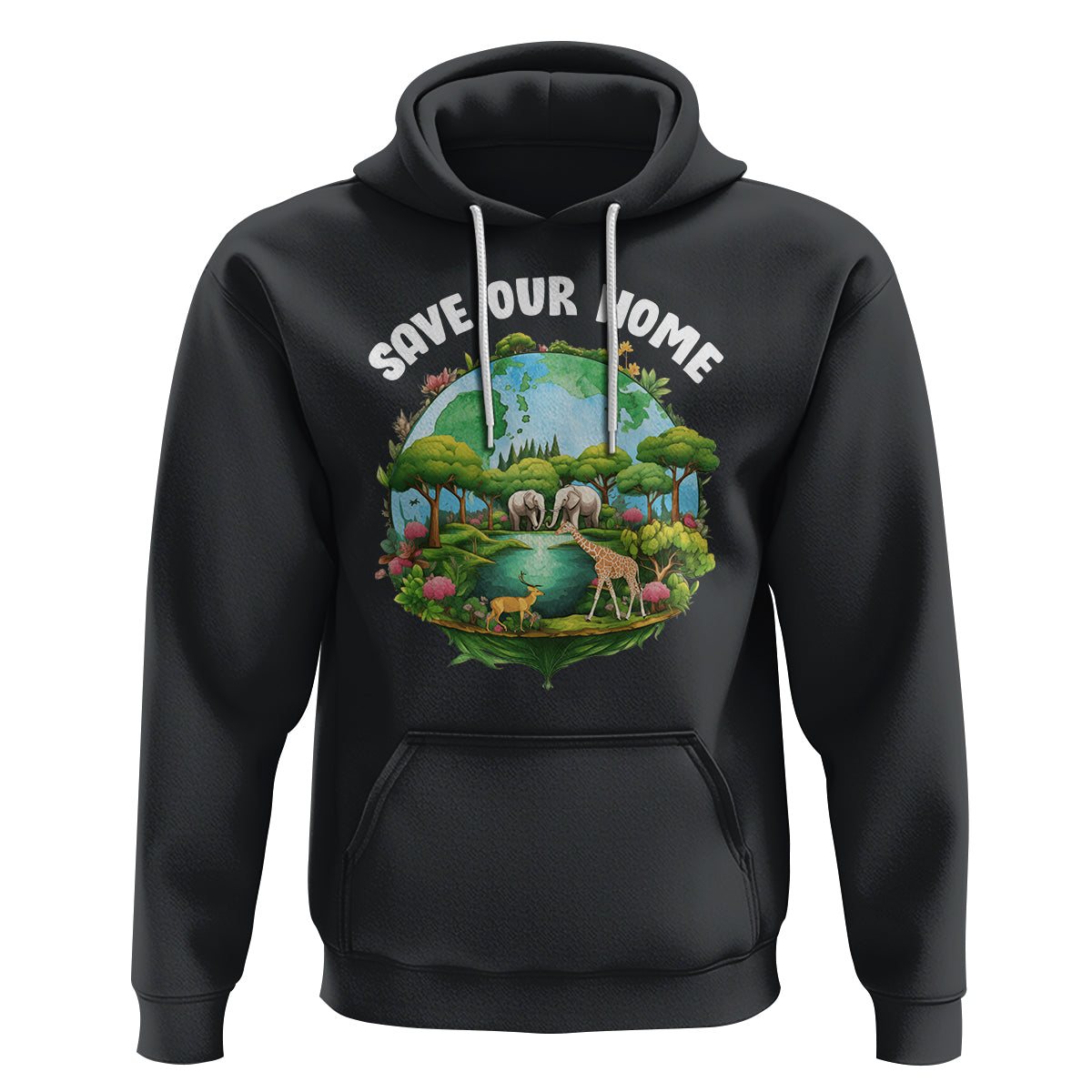 Earth Day Hoodie Save Our Home Animals Wildlife Nature Lover - Wonder Print Shop