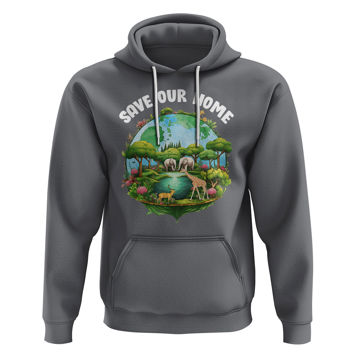 Earth Day Hoodie Save Our Home Animals Wildlife Nature Lover - Wonder Print Shop