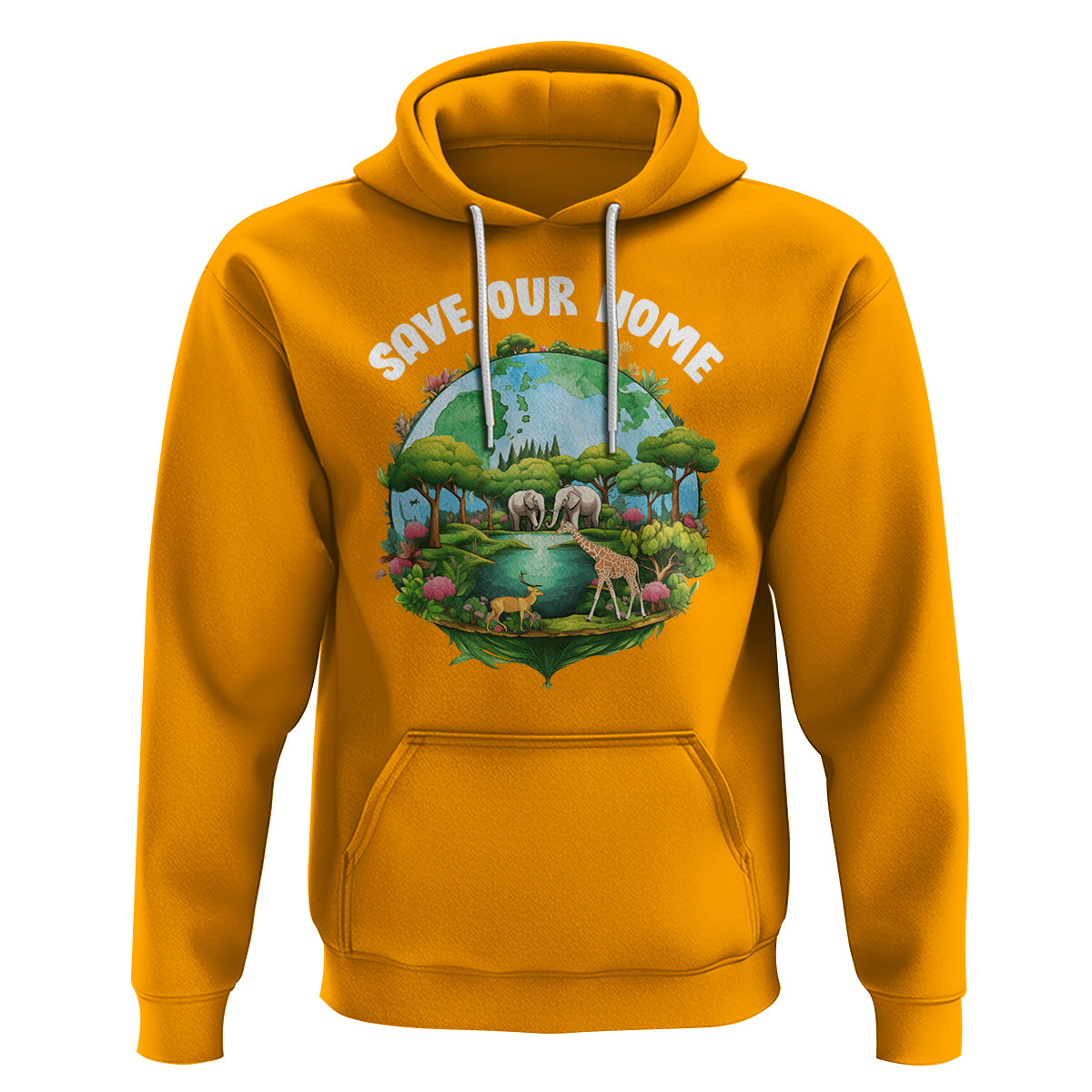 Earth Day Hoodie Save Our Home Animals Wildlife Nature Lover - Wonder Print Shop
