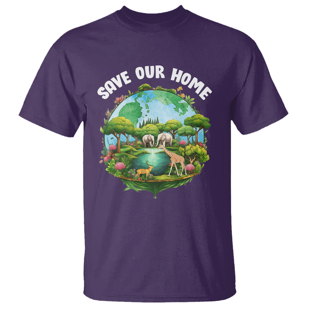 Earth Day T Shirt Save Our Home Animals Wildlife Nature Lover - Wonder Print Shop