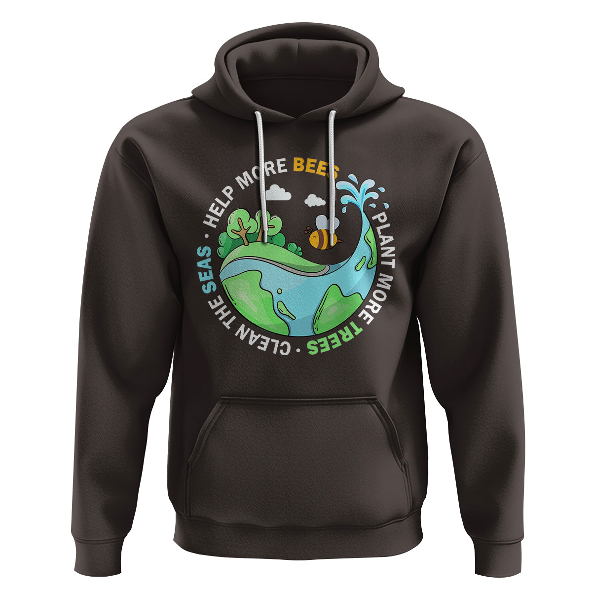 Earth Day Hoodie Help More Bees Plant More Trees Clean The Seas - Wonder Print Shop