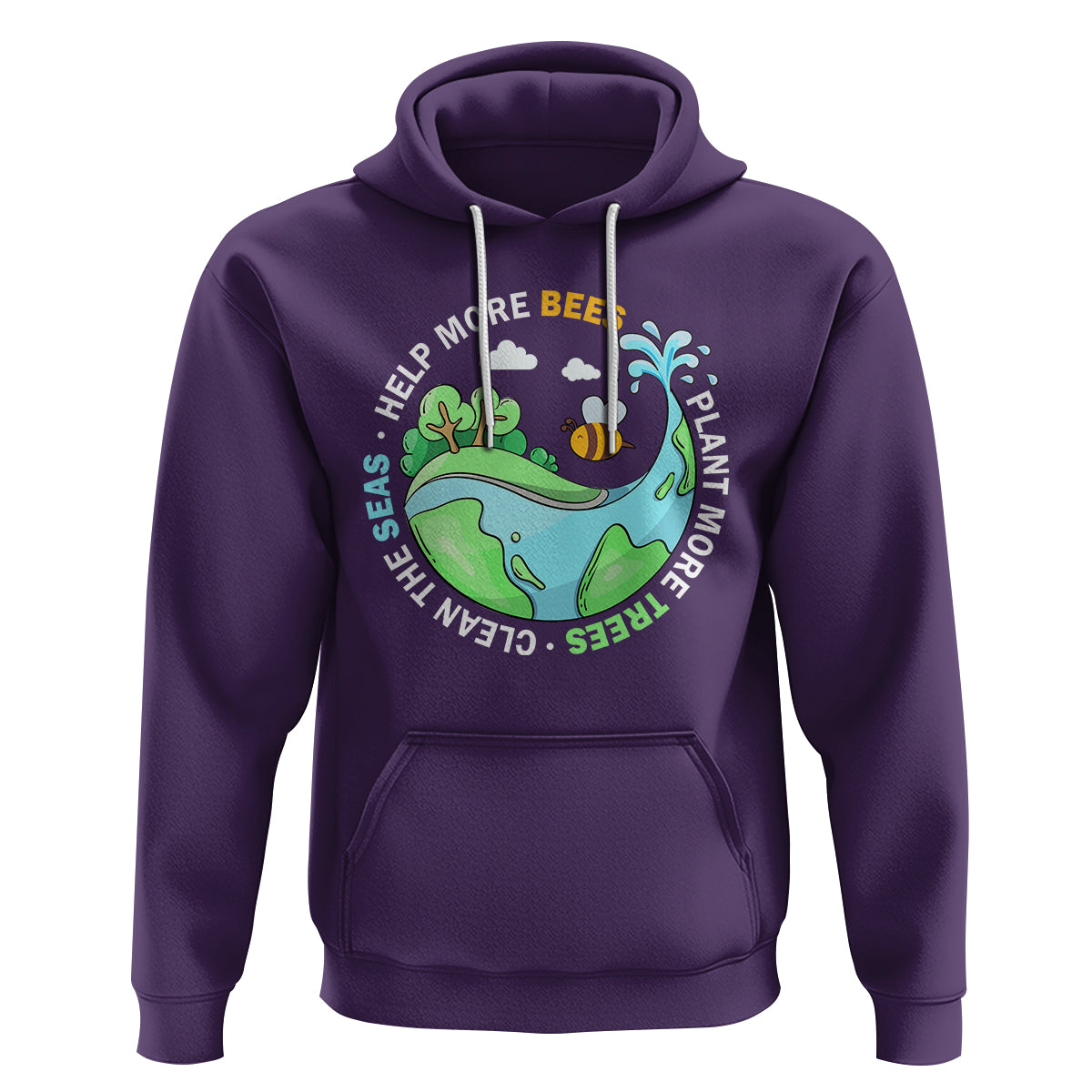 Earth Day Hoodie Help More Bees Plant More Trees Clean The Seas - Wonder Print Shop