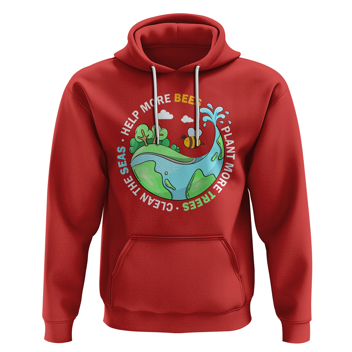 Earth Day Hoodie Help More Bees Plant More Trees Clean The Seas - Wonder Print Shop